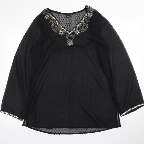 Kushi Womens Black   Kimono Blouse Size 10