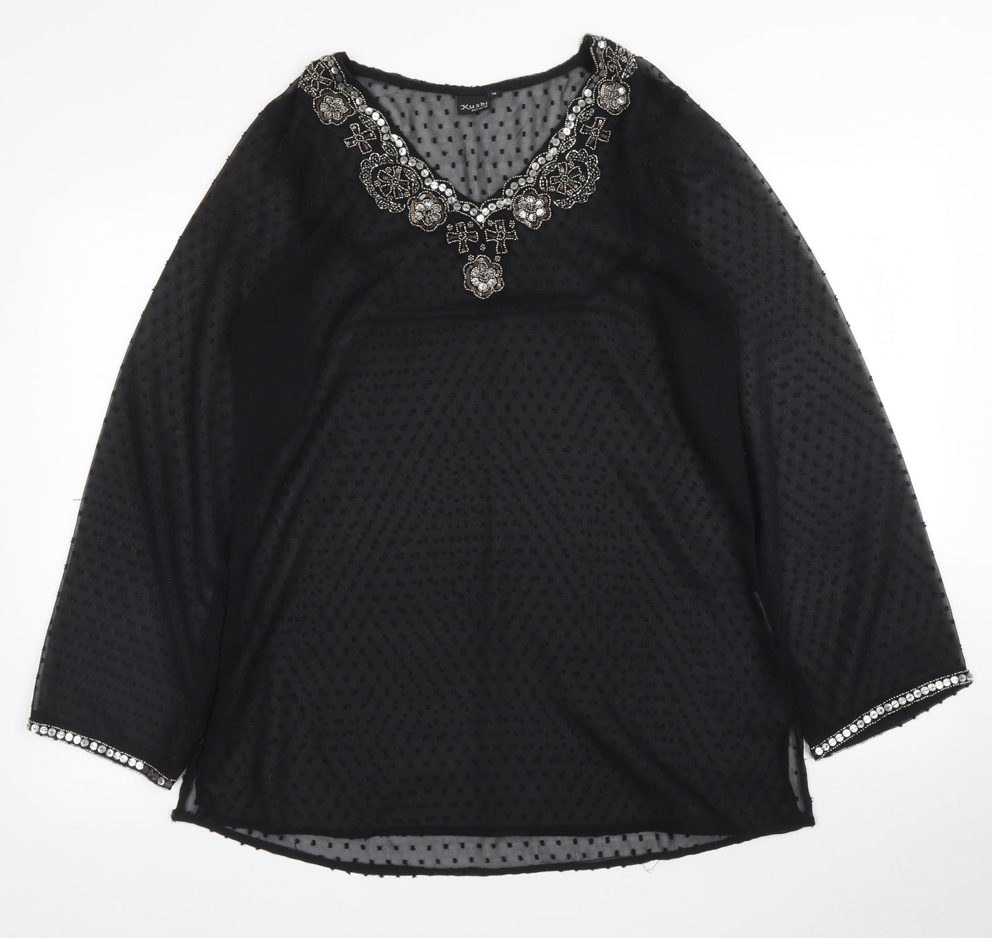 Kushi Womens Black   Kimono Blouse Size 10