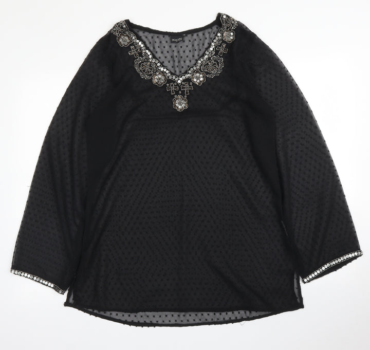 Kushi Womens Black   Kimono Blouse Size 10