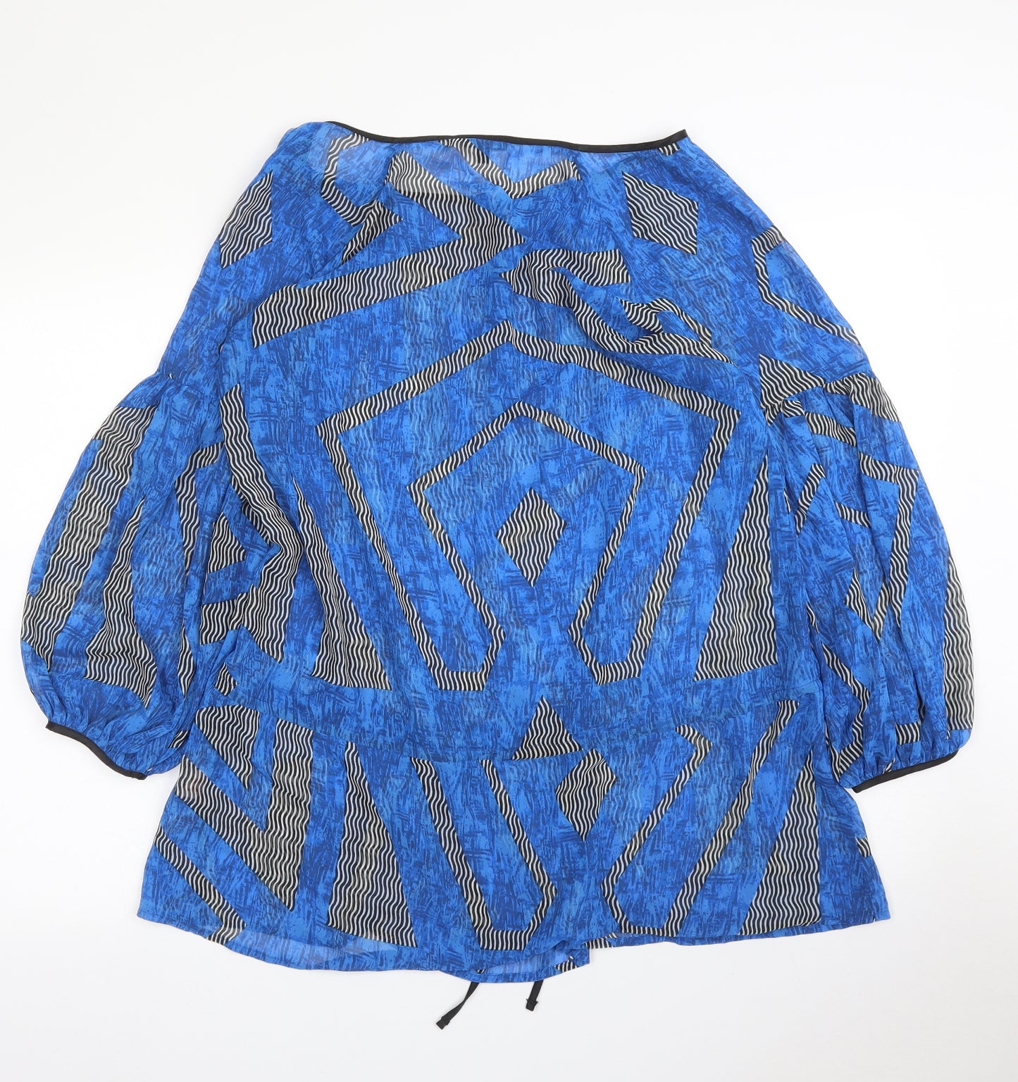 M&S Womens Blue Geometric  Basic Blouse Size 10