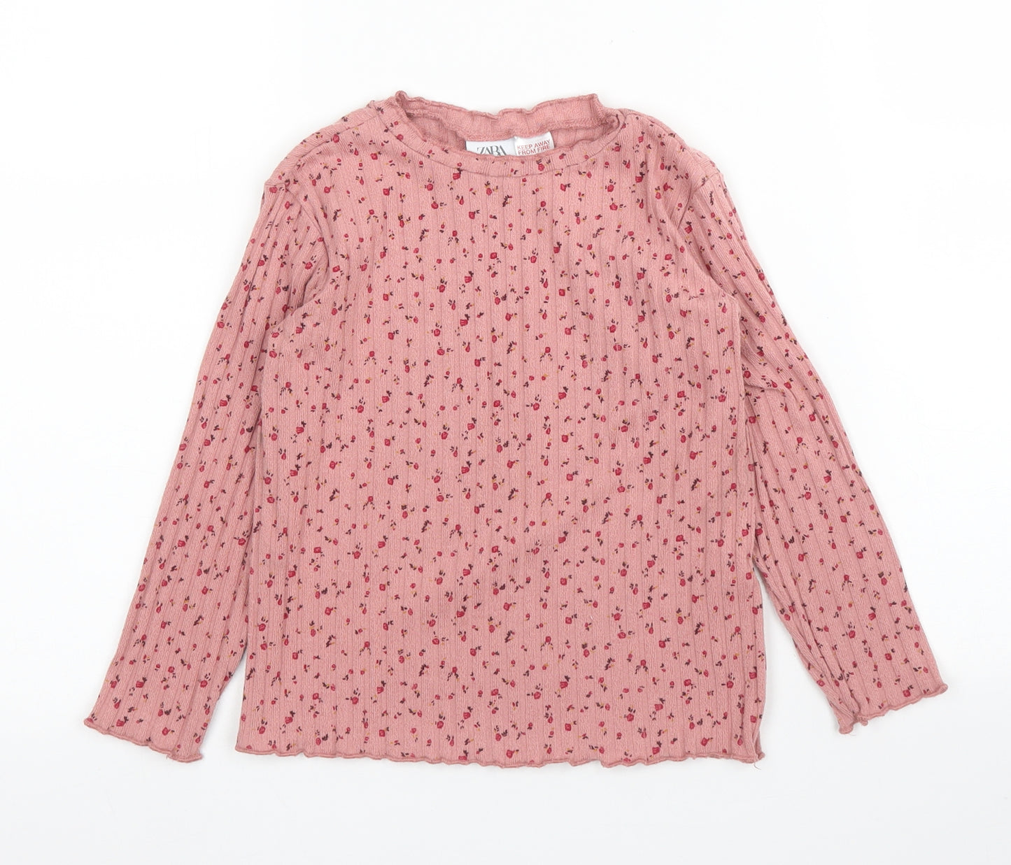 Zara Girls Pink Floral  Basic T-Shirt Size 4-5 Years