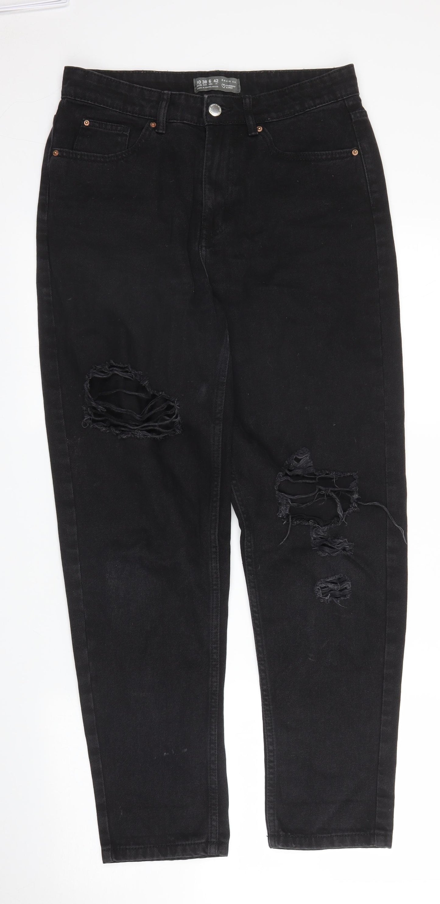 Primark Womens Black  Denim Mom Jeans Size 10 L28 in