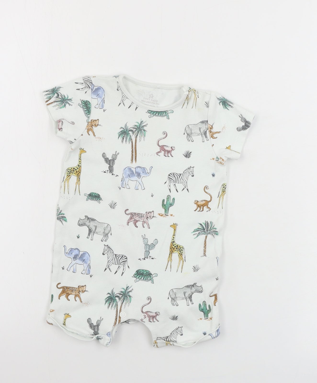 NEXT  Boys White Animal Print  Babygrow One-Piece Size 3-6 Months