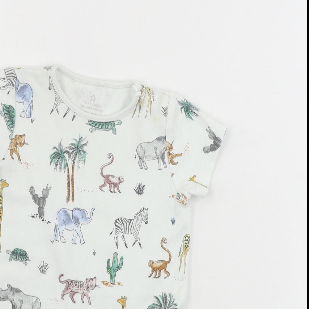NEXT  Boys White Animal Print  Babygrow One-Piece Size 3-6 Months