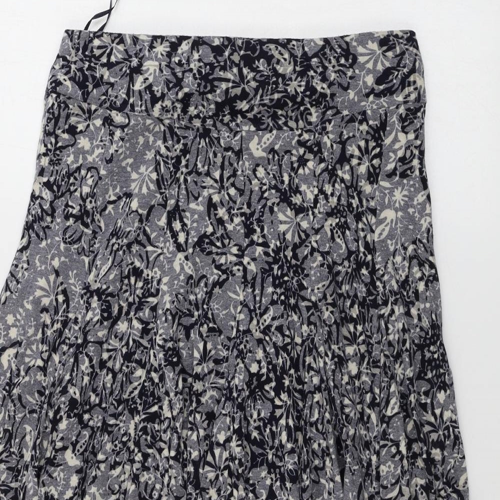 Per Una Womens Grey Floral  A-Line Skirt Size 10