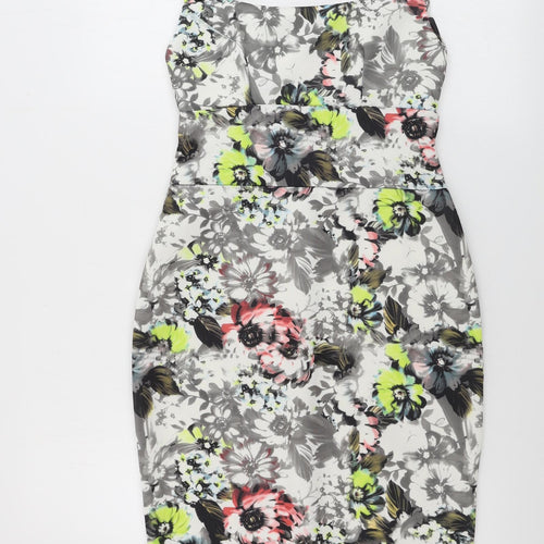 Boohoo  Womens White Floral  Bodycon  Size 10