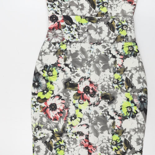Boohoo  Womens White Floral  Bodycon  Size 10