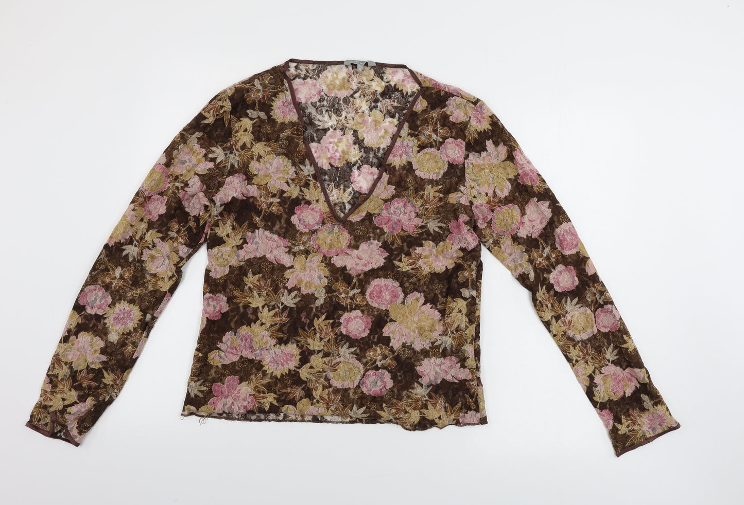 Per Una  Womens Brown Floral  Basic T-Shirt Size 18