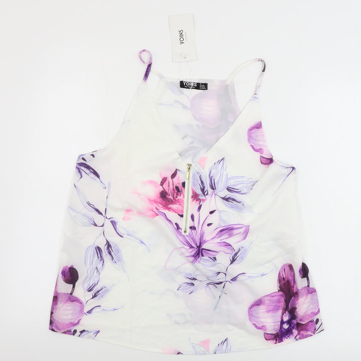 Yoins Womens White Floral  Basic Blouse Size S