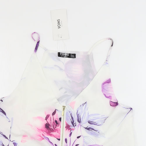Yoins Womens White Floral  Basic Blouse Size S