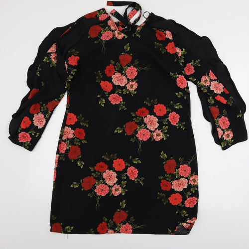 Peacocks  Womens Black Floral  A-Line  Size 14