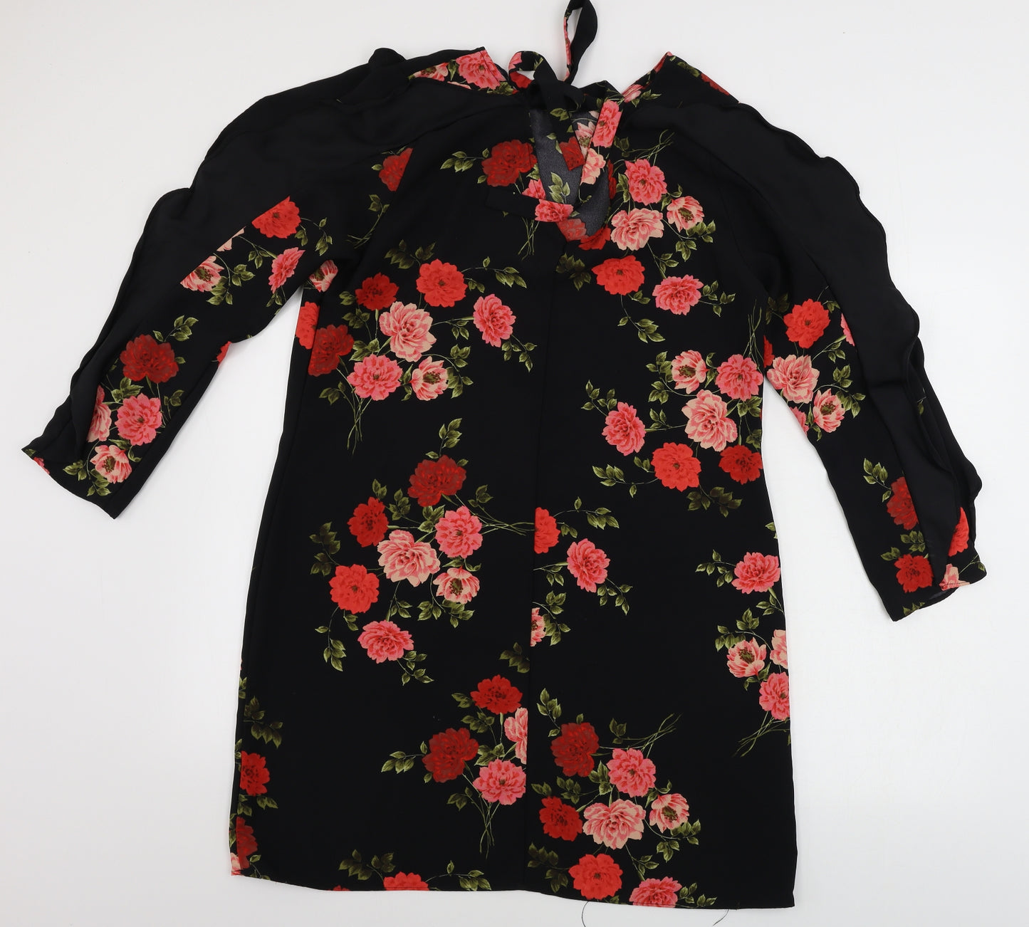 Peacocks  Womens Black Floral  A-Line  Size 14