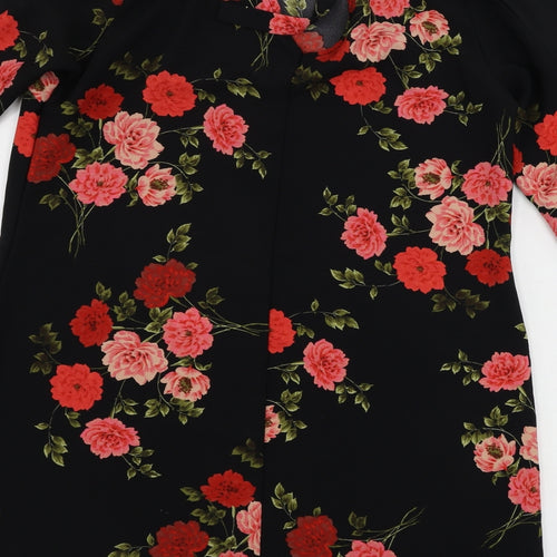 Peacocks  Womens Black Floral  A-Line  Size 14