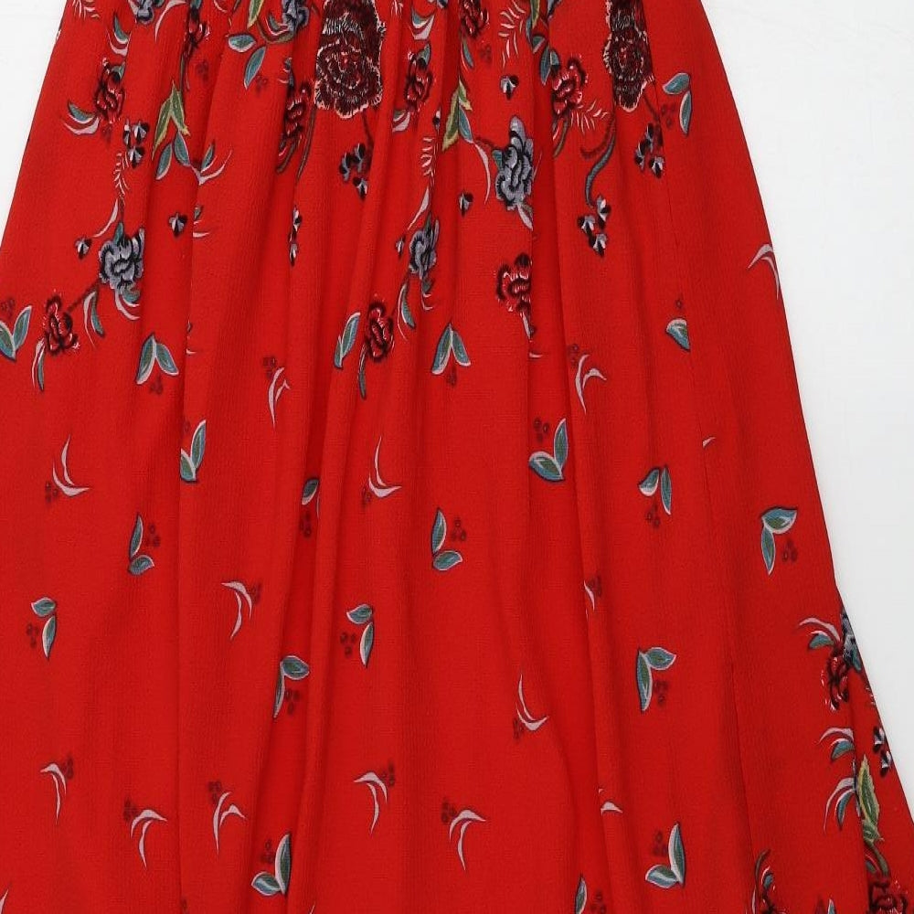 Quiz Womens Red Floral  A-Line  Size 8