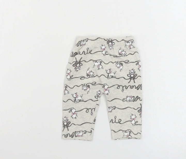 George  Girls Grey Animal Print  Sweatpants Trousers Size 0-3 Months