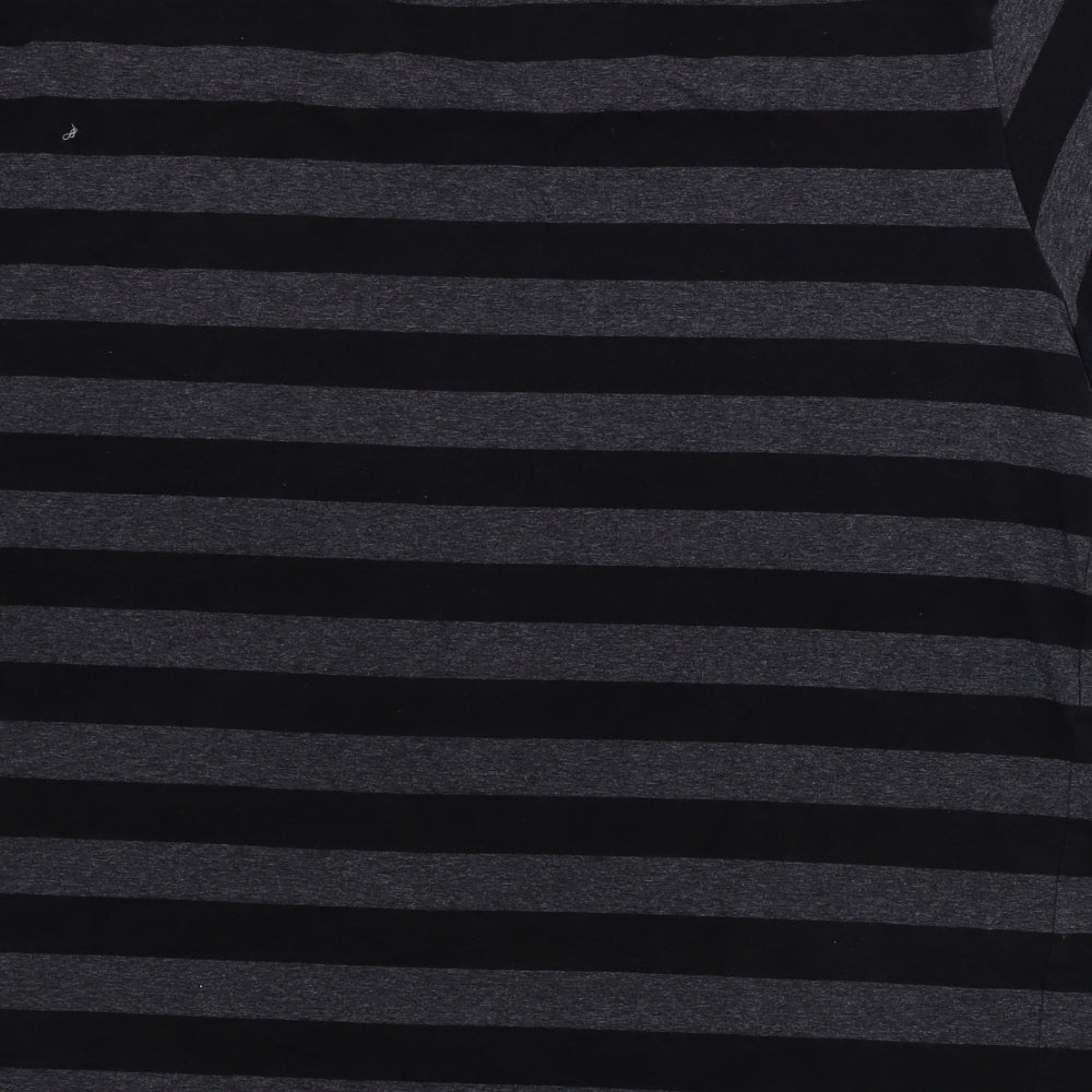 Preworn  Mens Grey Striped   T-Shirt Size L