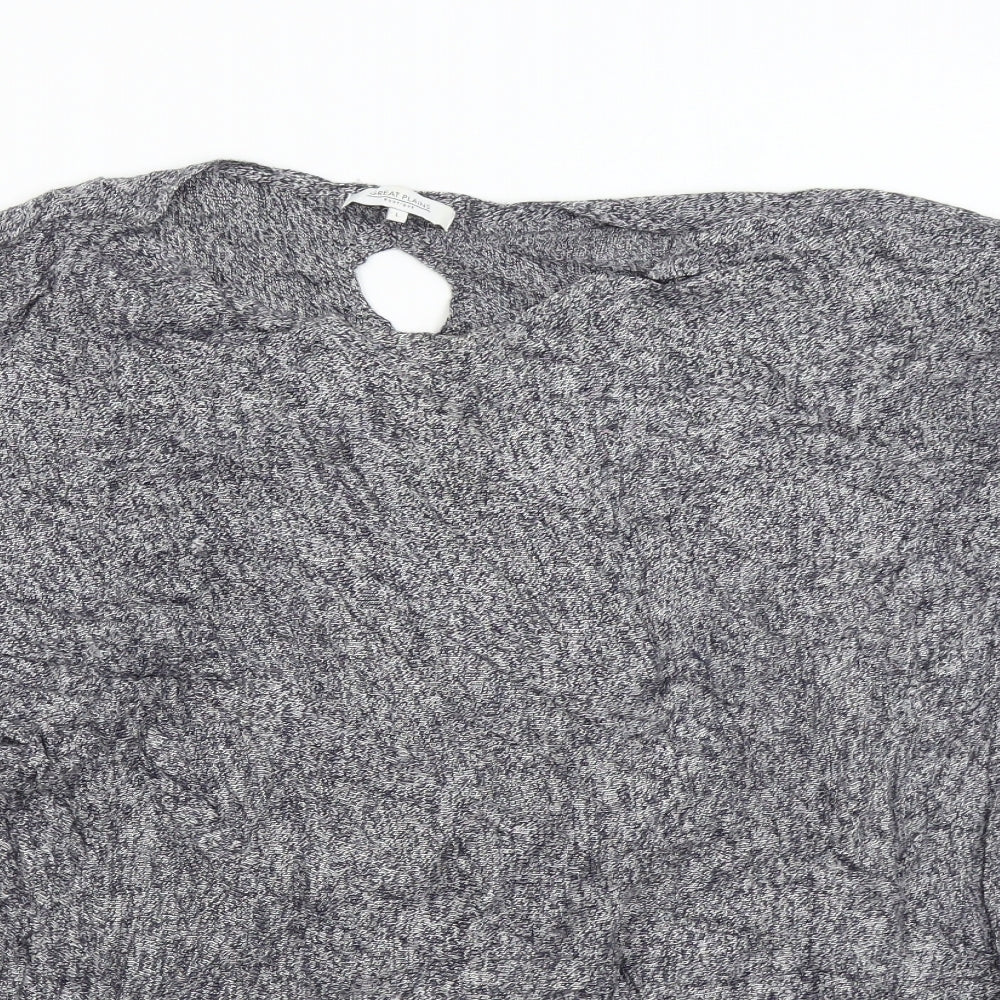 Great Plaind Womens Grey  Knit Pullover Jumper Size L