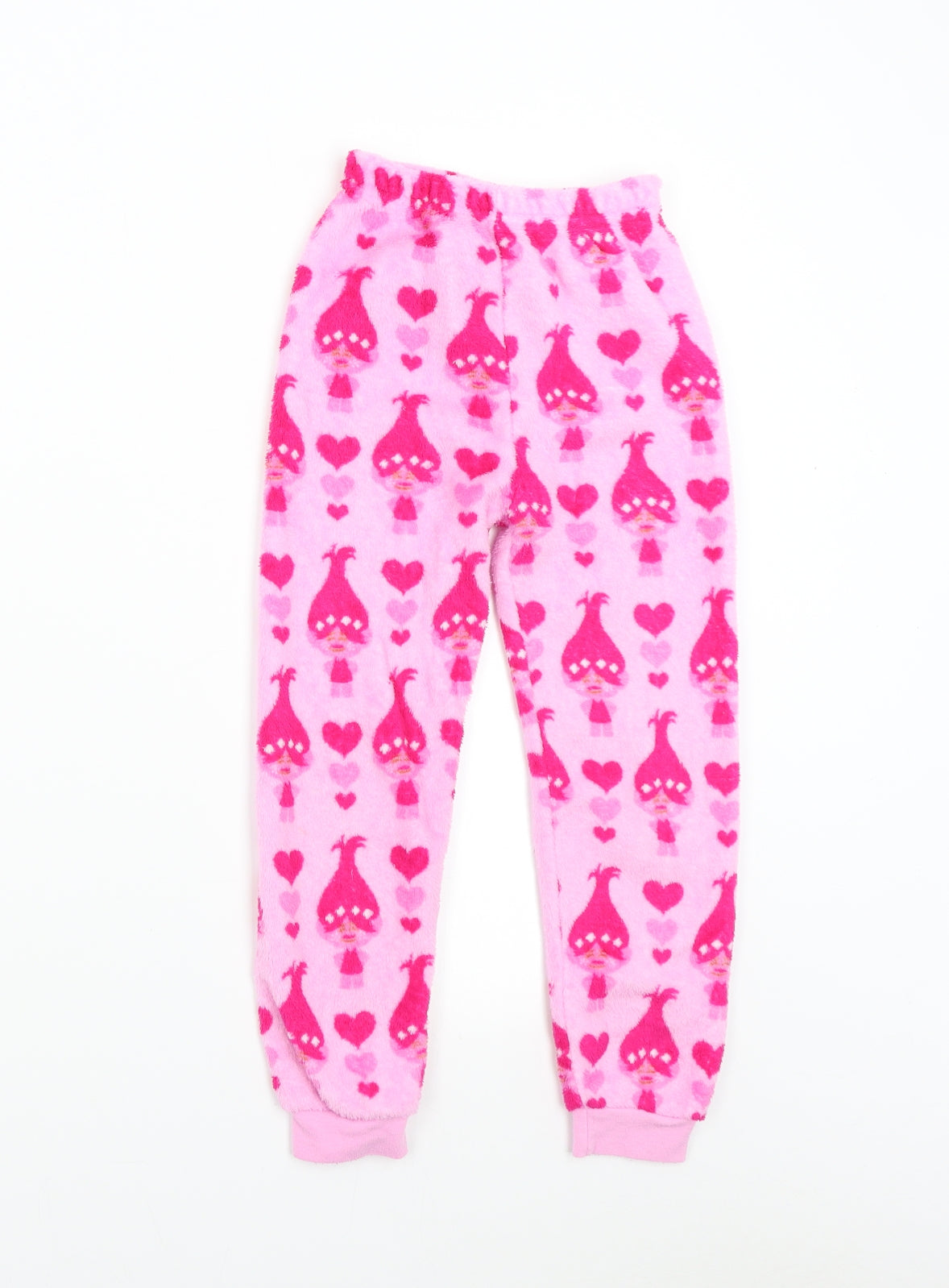 Primark Girls Pink Solid Fleece  Pyjama Pants Size 6-7 Years  - Trolls