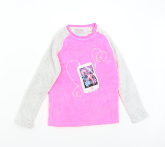 Primark Girls Pink Solid Fleece Top Pyjama Top Size 8-9 Years