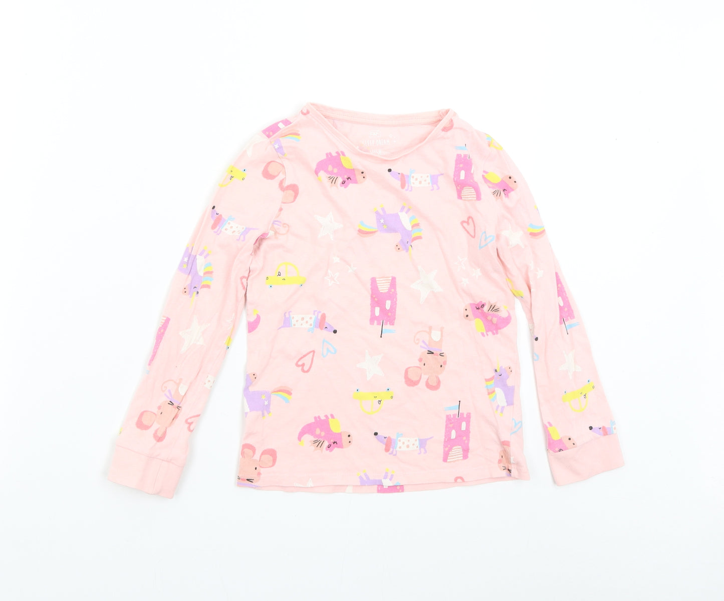 F&F Girls Pink Solid  Top Pyjama Top Size 7-8 Years  - Unicorn