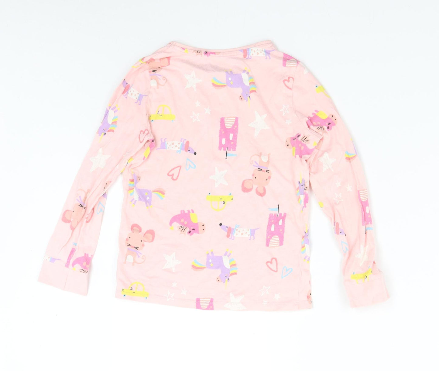 F&F Girls Pink Solid  Top Pyjama Top Size 7-8 Years  - Unicorn