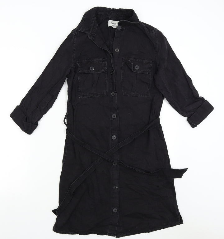 New Look Womens Black Shirt Dress Size 8