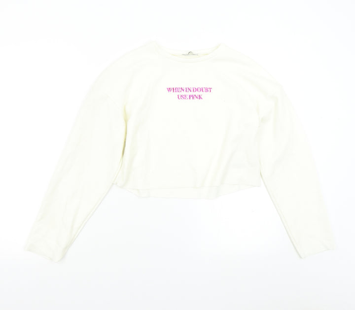 Zara Womens Ivory Pullover Sweatshirt Size S