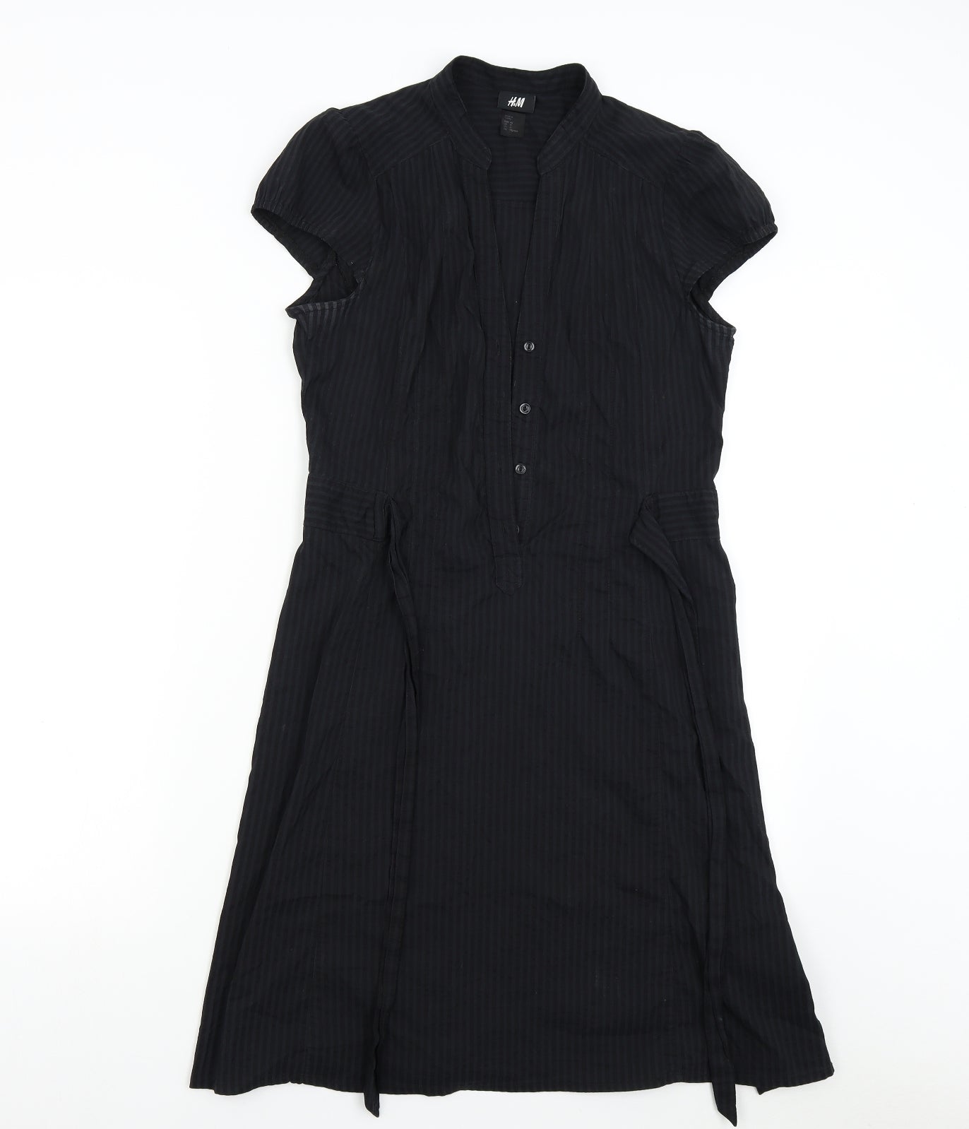 H&M Womens Black Striped  Shirt Dress  Size 14