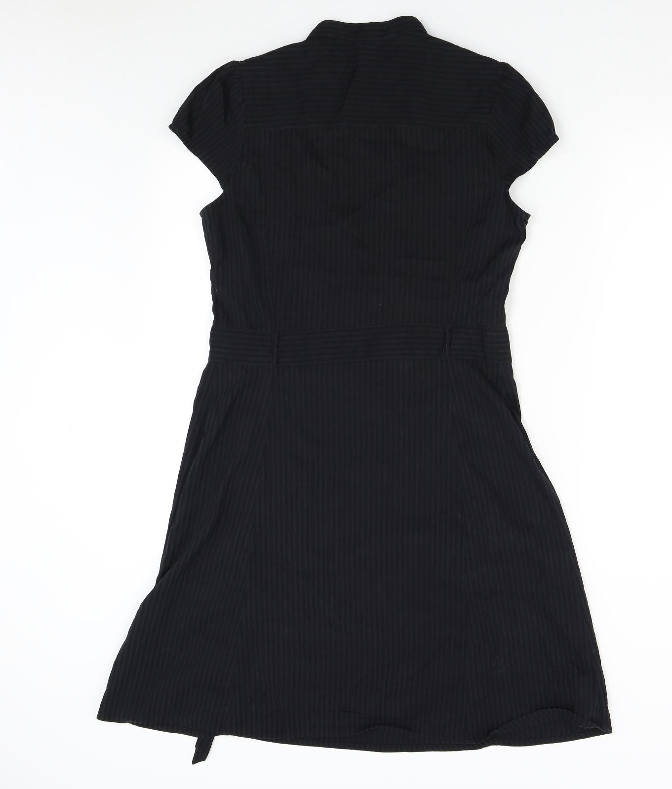 H&M Womens Black Striped  Shirt Dress  Size 14