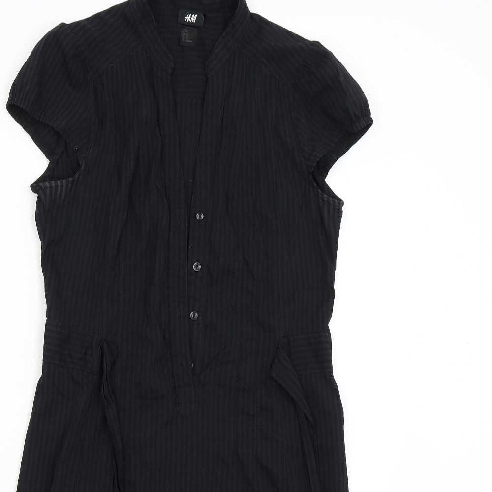 H&M Womens Black Striped  Shirt Dress  Size 14
