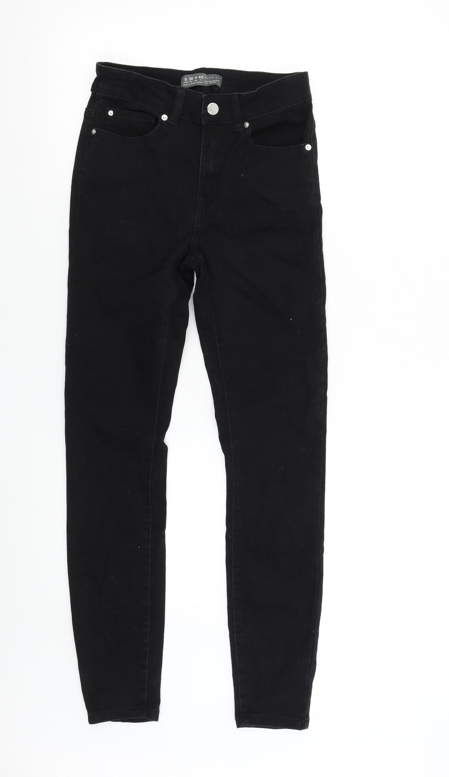 Primark Womens Black  Denim Skinny Jeans Size 8 L28 in