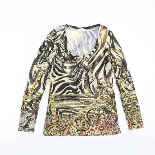 Cadre Womens Multicoloured Geometric  Basic Blouse Size M