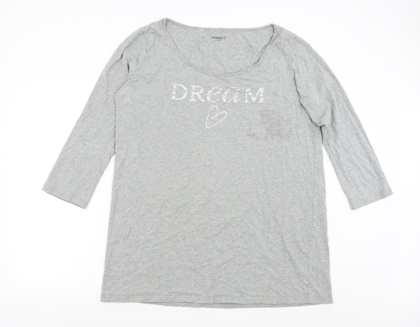 Intimuse Womens Grey Solid  Top Nightshirt Size XL