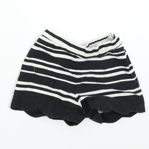 M&S Girls Black Striped  Hot Pants Shorts Size 5-6 Years