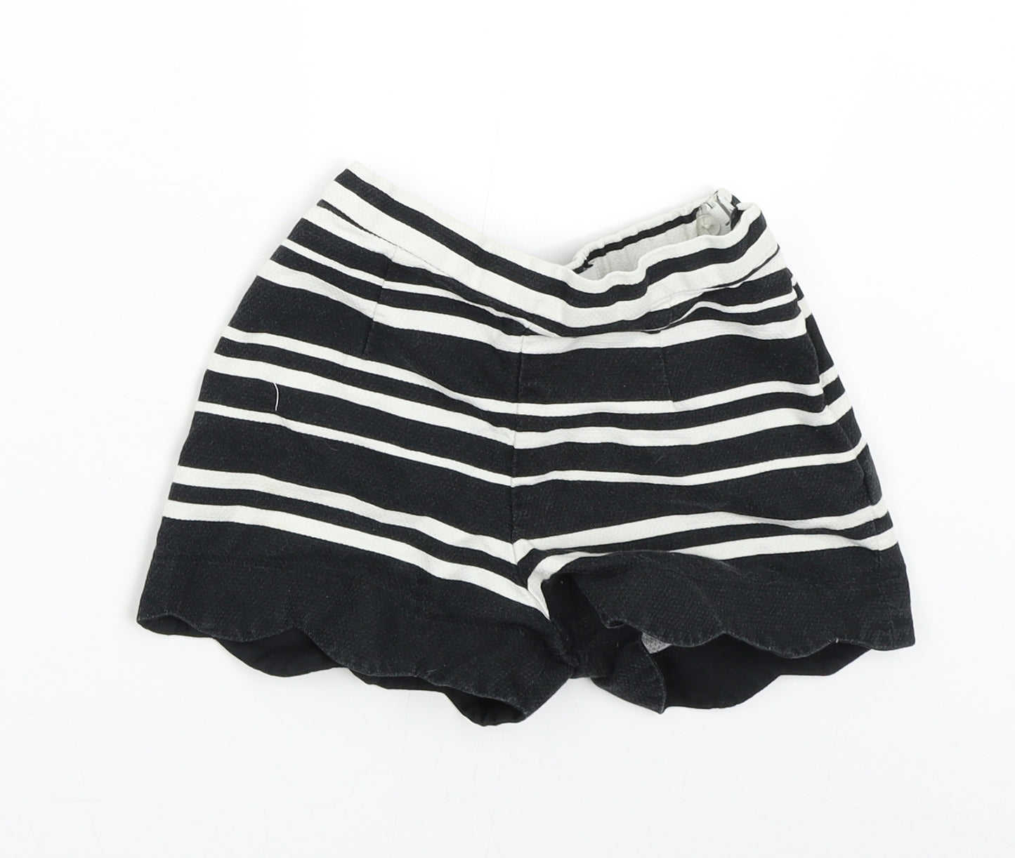 M&S Girls Black Striped  Hot Pants Shorts Size 5-6 Years