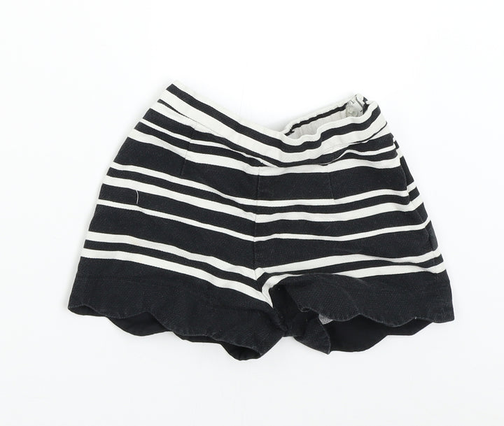 M&S Girls Black Striped  Hot Pants Shorts Size 5-6 Years