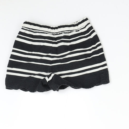 M&S Girls Black Striped  Hot Pants Shorts Size 5-6 Years
