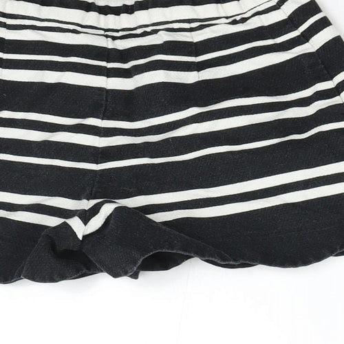 M&S Girls Black Striped  Hot Pants Shorts Size 5-6 Years