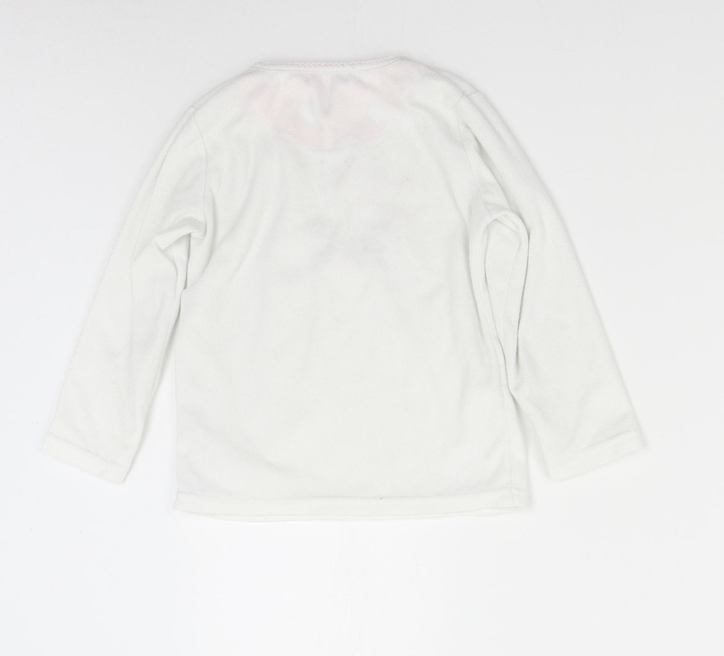 Primark Girls White Solid Fleece Top Pyjama Top Size 6-7 Years