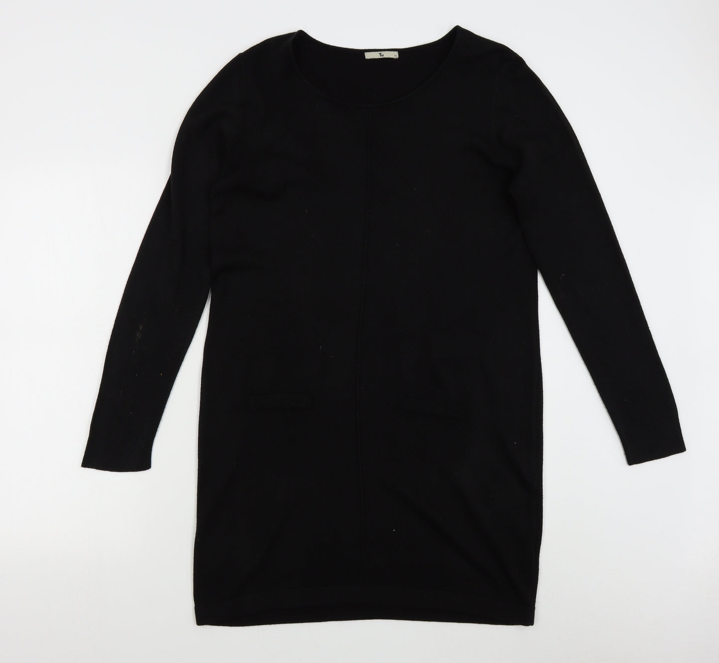 TU Womens Black  Knit Jumper Dress  Size 16