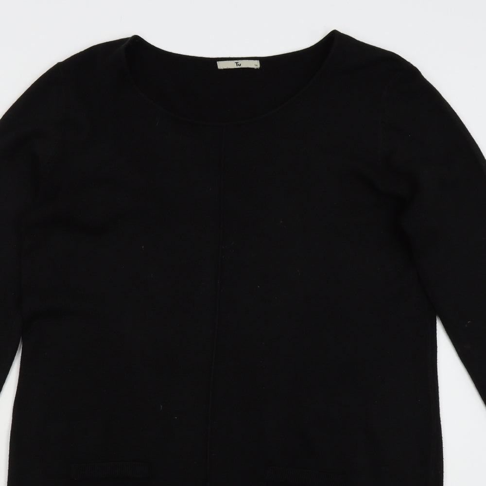 TU Womens Black  Knit Jumper Dress  Size 16