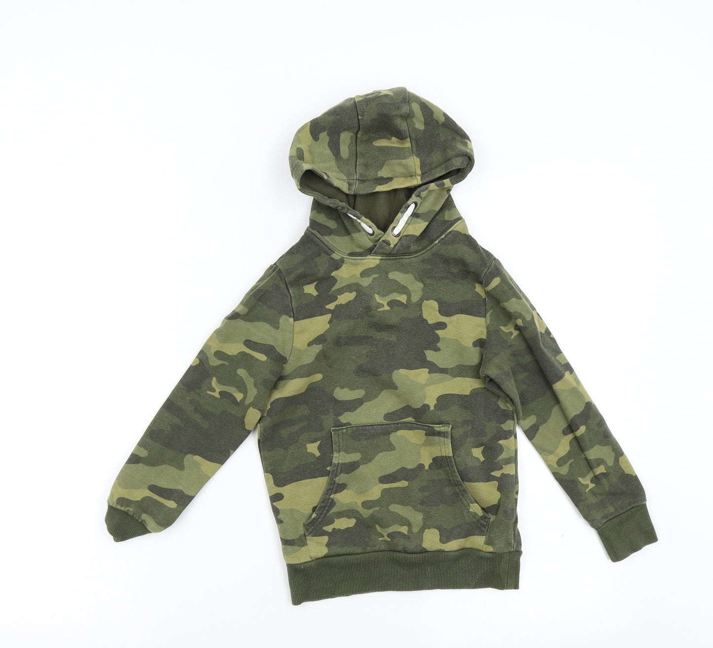 M&S Boys Green Camouflage  Pullover Hoodie Size 6-7 Years