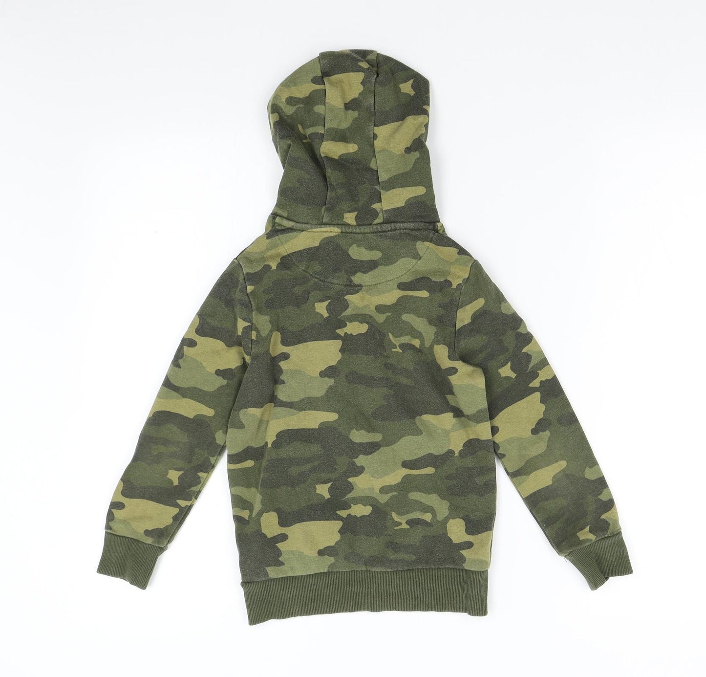 M&S Boys Green Camouflage  Pullover Hoodie Size 6-7 Years