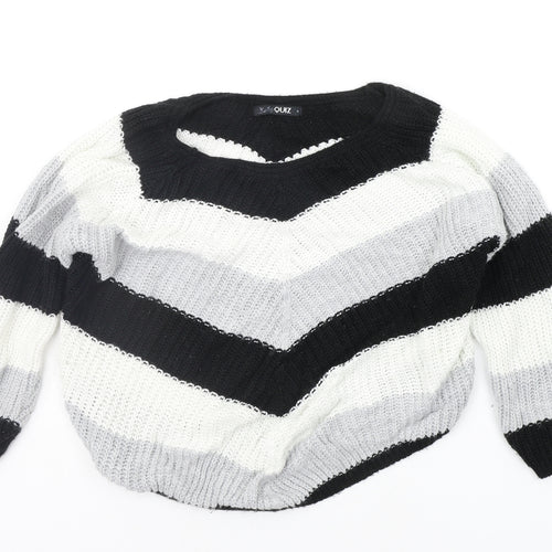 Quiz Womens Black Striped  Pullover Jumper Size S