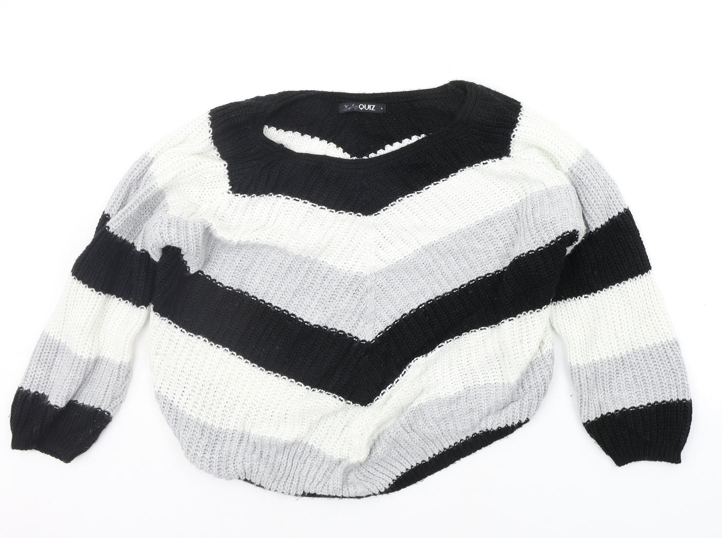Quiz Womens Black Striped  Pullover Jumper Size S