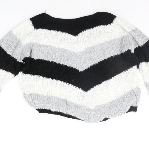 Quiz Womens Black Striped  Pullover Jumper Size S