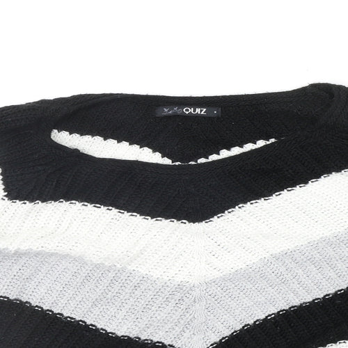 Quiz Womens Black Striped  Pullover Jumper Size S