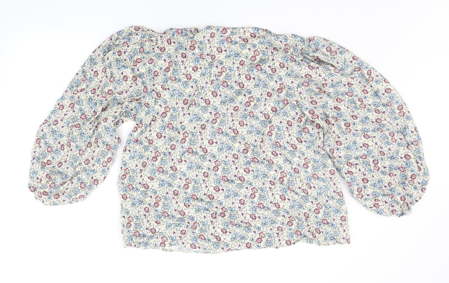 TU Womens Beige Floral  Basic Blouse Size 16