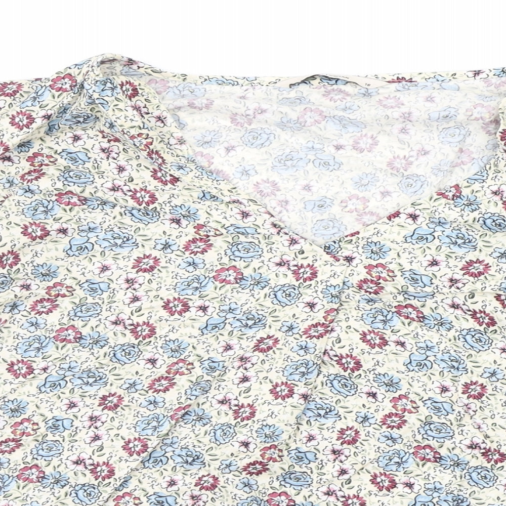 TU Womens Beige Floral  Basic Blouse Size 16