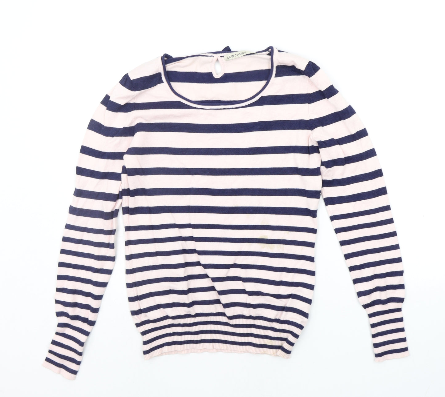 LCW Casual Womens Pink Striped  Pullover Jumper Size M